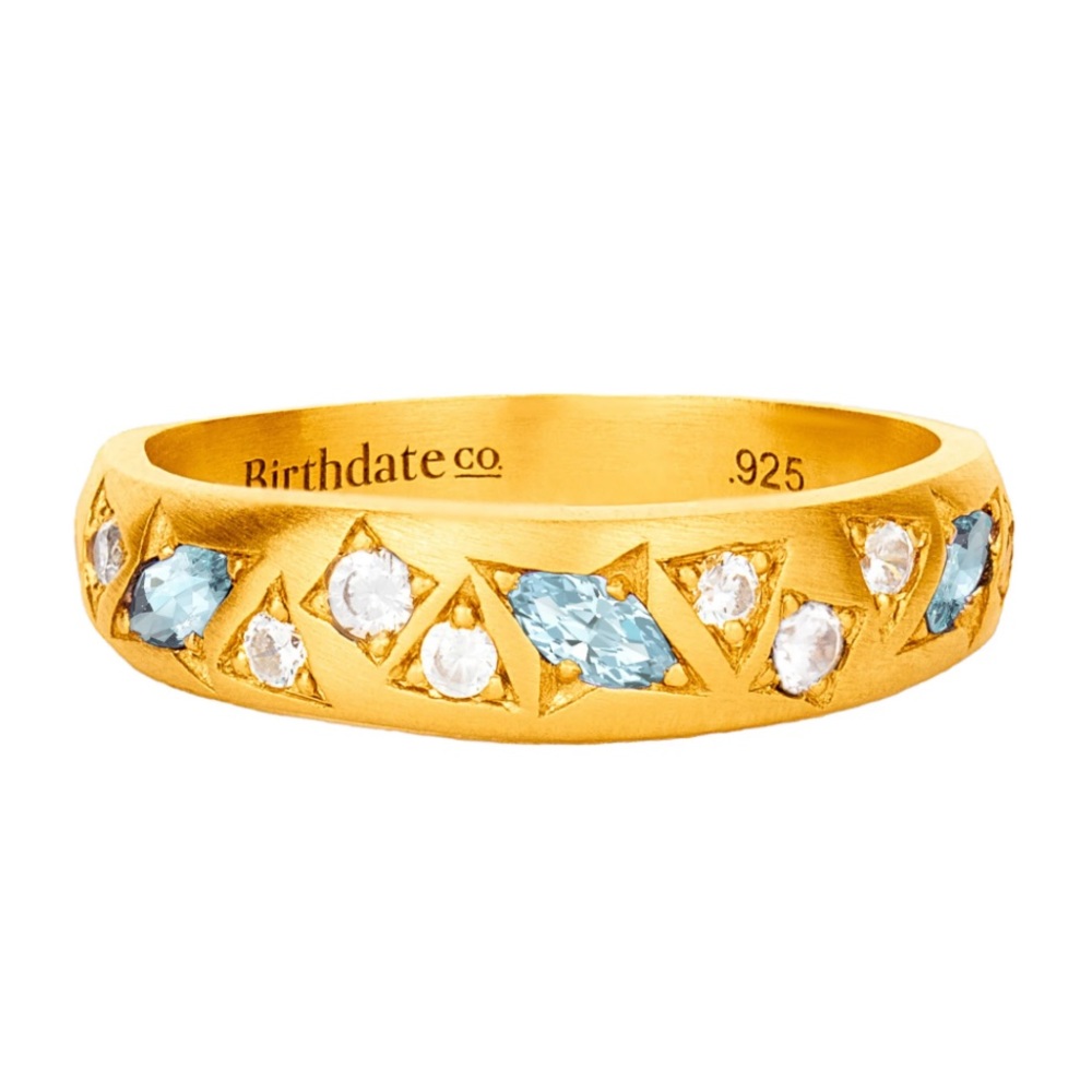 BRAND NEW Birthdate Co. Birthstone Ring, March Aquamarine size 8